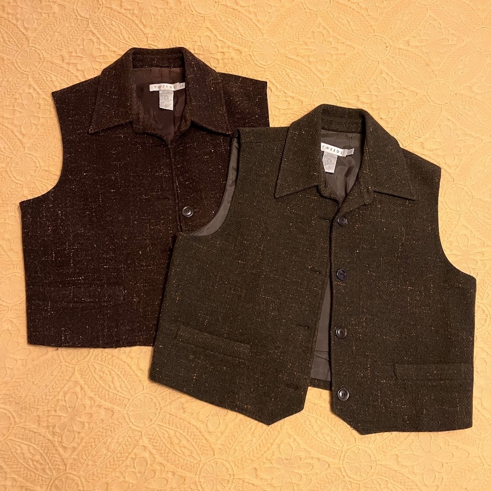 Tweed Vests, Wool Blends, Size Large. Only Green available.